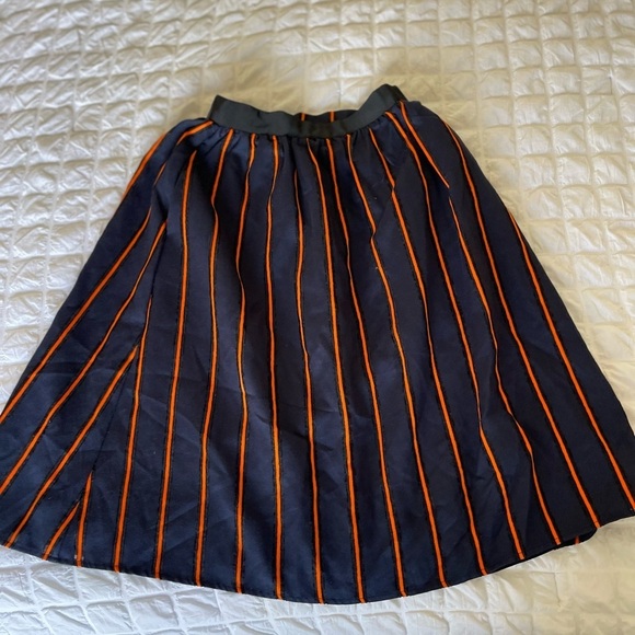 FRNCH Navy Orange stripe Aline skirt - Picture 1 of 11